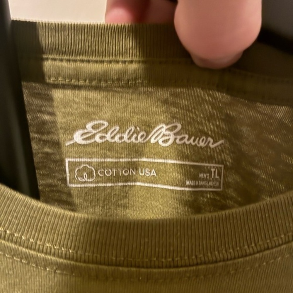 Eddie Bauer Mens Tall Large Olive Green Graphic T-Shirt More Bauer To You Cotton - Picture 2 of 3